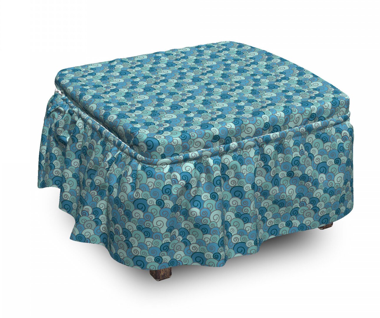Bless international Waves in The Ocean Doodle Ottoman Slipcover